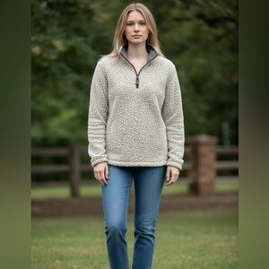 True Grit Cream Sherpa Quarter-Zip Pullover
